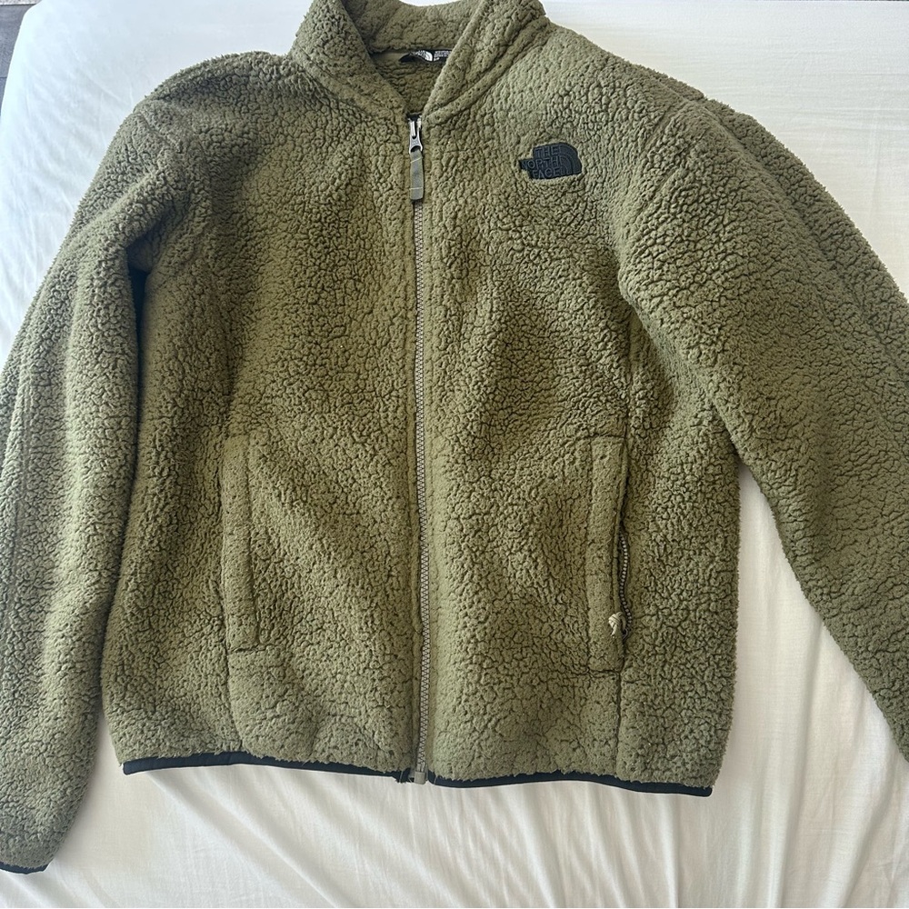 The North Face Forest Green Sherpa Bomber Jacket